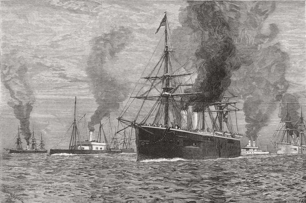 VILLEFRANCHE. The British fleet at Villa Franca 1880 old antique print picture